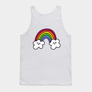 Cute Rainbow Doodle with Smiling Clouds, made by EndlessEmporium Tank Top